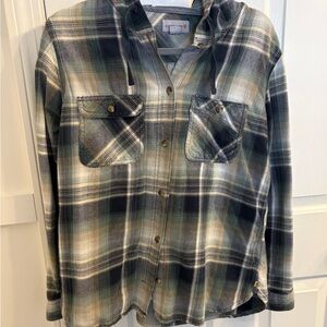 Carhartt Women's Plaid Button Down Shirt - Green and Blue